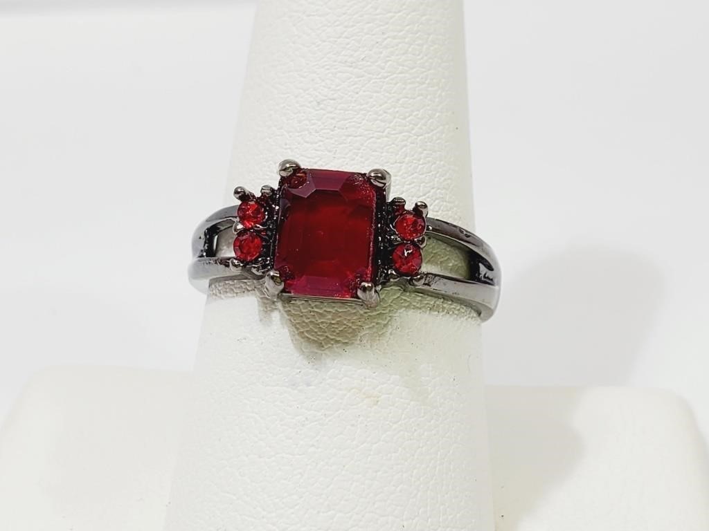 Red Crystal Ring Size 8.5
