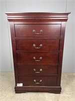 Cherry Stained Five Drawer Dresser