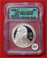 2006 Franklin Dollar-Founding Father ICG PR70 DCAM