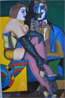 Robert Lindner "Colorful Couple" Hand Signed