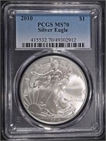 2010 AMERICAN SILVER EAGLE PCGS MS70