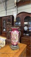 French Porcelain Lamp w/ Dble Griffin Handles