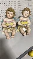 Two Large Andrea Porcelain Piano Babies