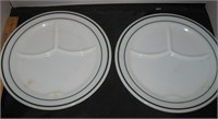 2 Vintage 9.5" Corning Divided Plates USA