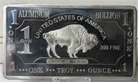 ALUMINUM 1OZ .999  BULLION ART BAR