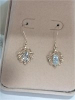 14k Yellow Gold 1ct Natural Aquamarine Earrings