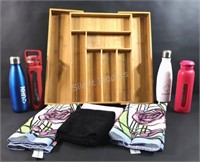 Expandable Bamboo Cutlery Drawer, Tea Towels