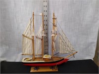 Wood hand painted sail boat ship