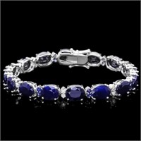 14k Gold 37.50ct Sapphire & 0.60ct Diam Bracelet