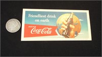 1956 Coca Cola "Friendliest Drink" Ink Blotter.