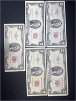 LOT OF (5) RED SEAL $2