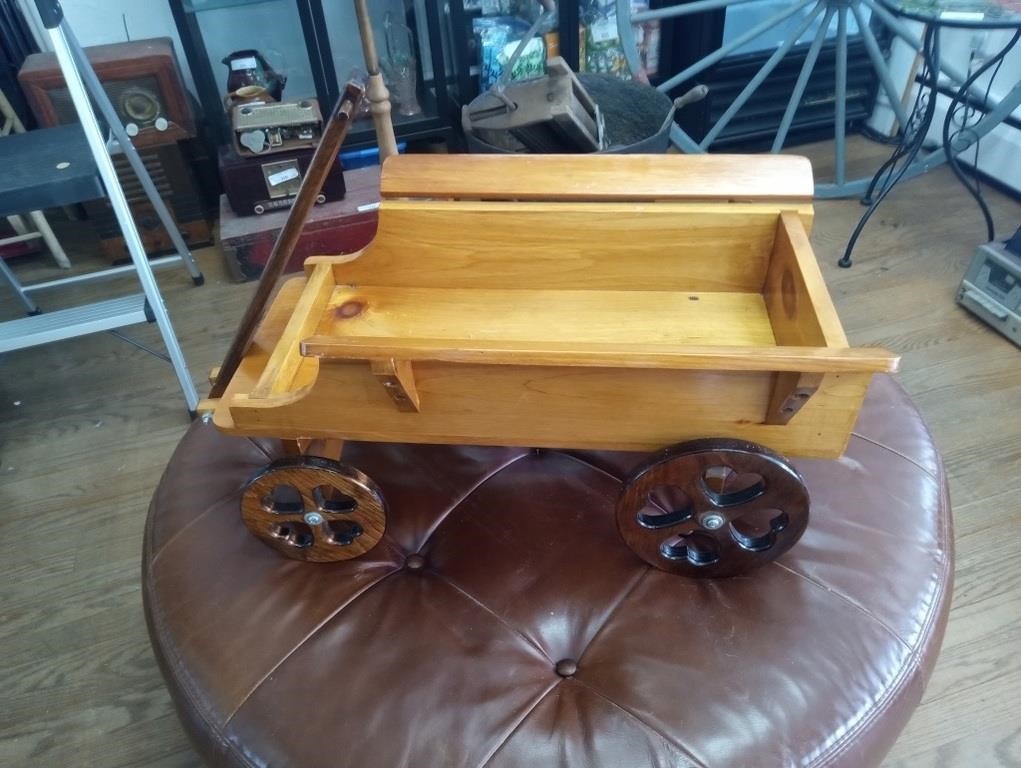 Wood handmade child wagon goat cart  flower stand