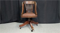 Vintage Swivel Wood Office Chair, Banker, Lawyer