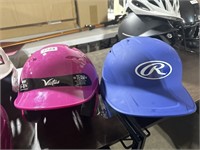 Lot of 2 baseball helmets 1 victus youth and 1