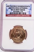 Coin 2007 George Washington Error $ NGC MS65