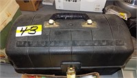 PLASTIC TACKLE BOX AND CONTENTS