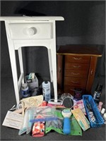 White Night Table, Jewelry Box, Nail products