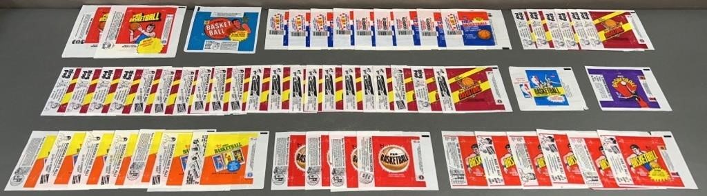 58pc 1970-87 Basketball Card Wax Pack Wrappers