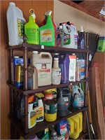 Six Wooden Shelf and Contents- Car Cleaners,