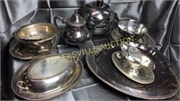 Group of misc silverplate and pewter plate and