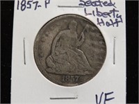 1857 P SEATED LIBERTY HALF DOLLAR 90%