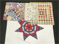 2 quilts and 2 unfinished quilt tops, one with