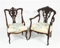 TWO ELABORATELY CARVED JAPANESE EXPORT CHAIRS