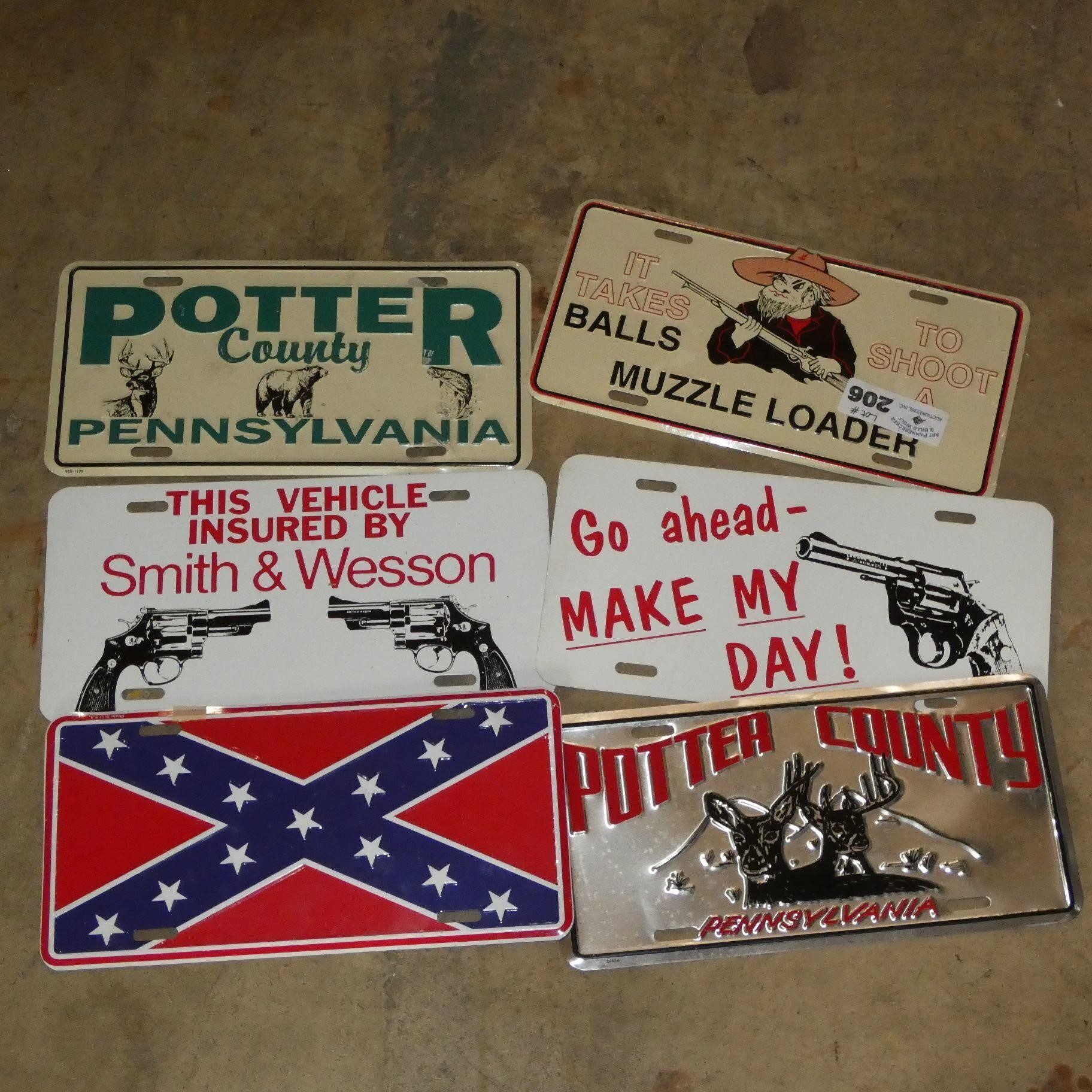 Assorted License Plates, Potter County & Gun - Etc
