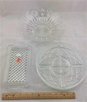 3 Ornate Glass Dishes
