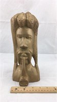 Wooden Pipe Smoker Statue
