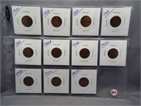 (11) Early Lincoln cents: 5-1909, 5-1912-D,