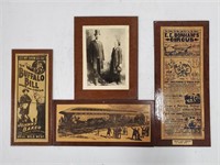 (4) Wooden Historical Poster Plaques