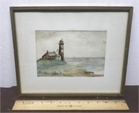Framed Watercolor - Lighthouse