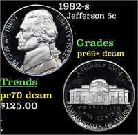 Proof 1982-s Jefferson Nickel 5c Grades GEM++ Proo