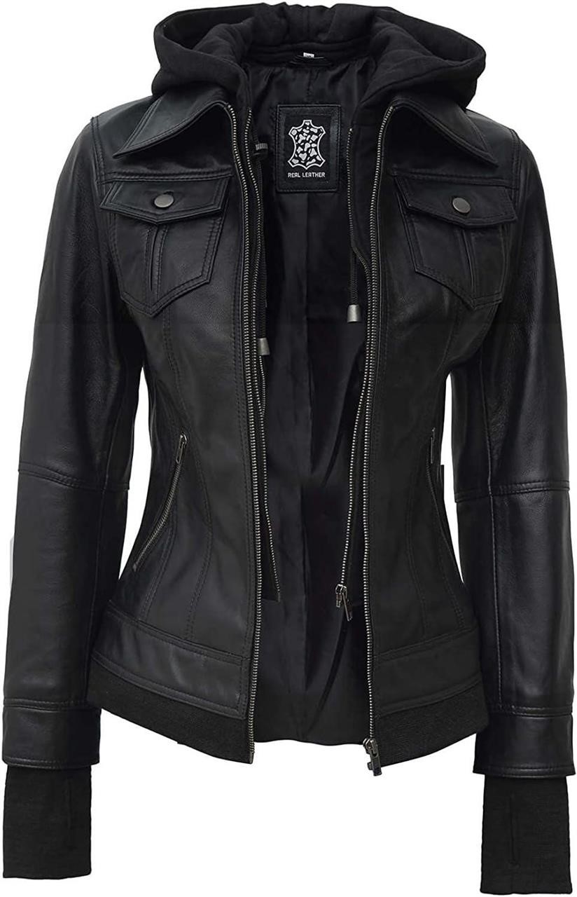 Betty Hooded Leather Jackets For Women