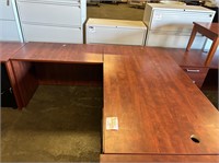 Cherry L-Shape Desk Single Pedestal