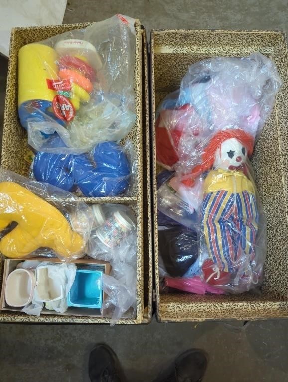 Large Treasure Chest with Vintage Toys, Cups,