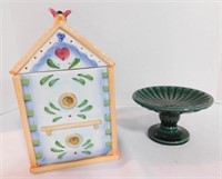 Birdhouse Cookie Jar & Hull Candle Holder