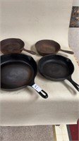 3 made in USA cast iron skillets ,  1 8 inch made