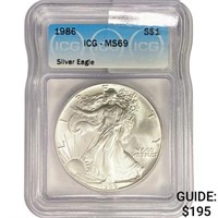 1986 American Silver Eagle ICG MS69