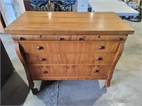 5 Drawer Waterfall Style Lowboy Chest W/Mirror