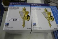 2 polished brass exterior lights - 13 1/2" high