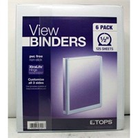 Tops View Binders White 1/2 Inch $25
