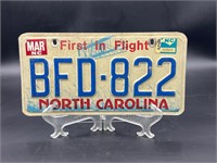 First in flight North Carolina license plate