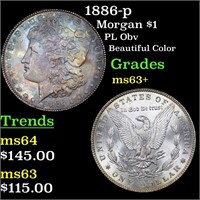 1886-p Morgan $1 Grades Select+ Unc