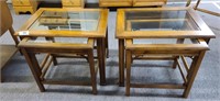 Set of 4 nesting tables with glass tops, 25"x23"