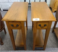 Pair of 1 drawer long end tables, 10"x24"