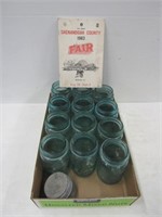 12 Blue Pint Canning jars and Fair Program