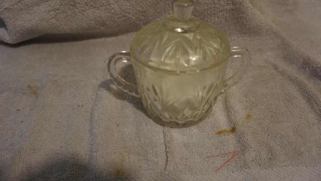 Vintage Depression Glass Sugar Dish with Lid