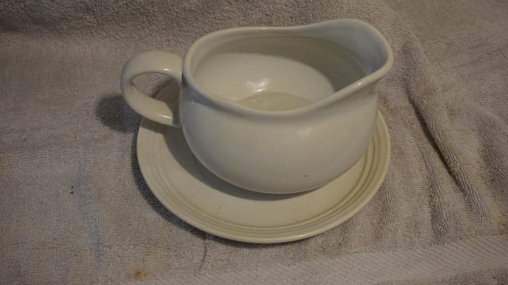 Vintage Pie China Gravy Boat with Under Plate